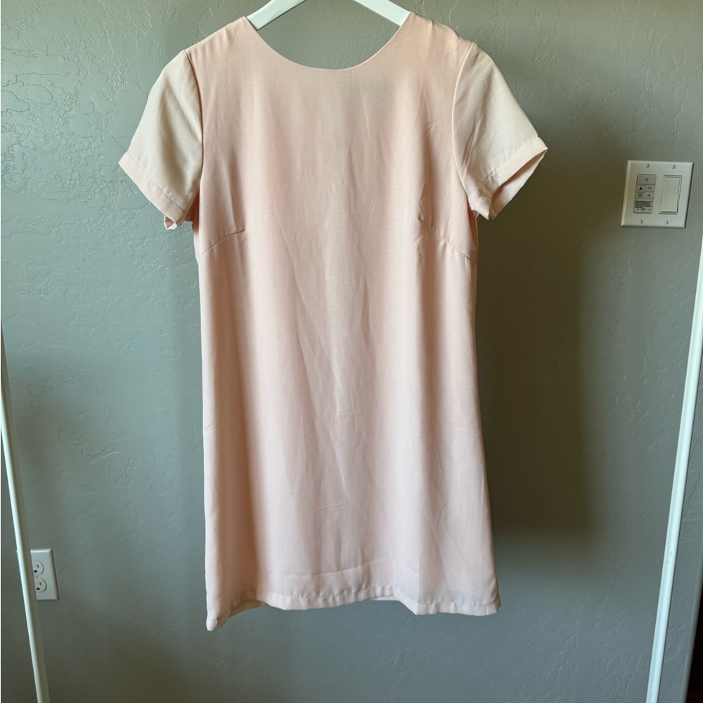 Lulu's Pink Sheath Mini Dress Crew Neck Short Sleeve